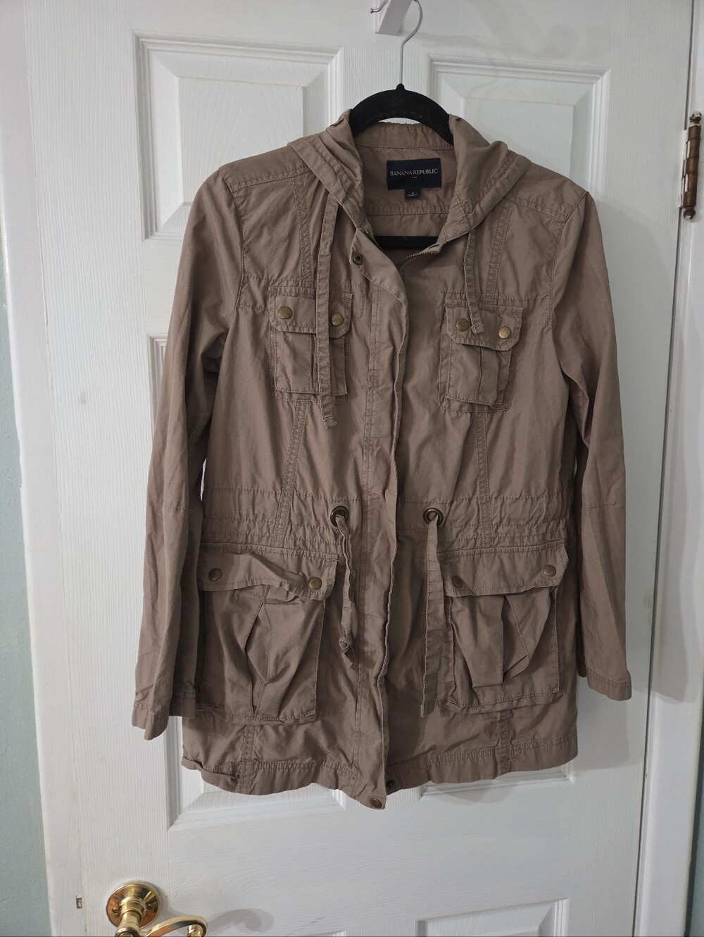 Vintage Banana Republic Women's Hooded Utility Jacket in Taupe Beige. S